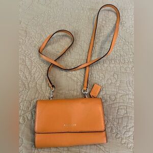 Coach Orange Crossbody Bag with zip coin and card holders
